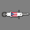 4mm Clip & Key Ring W/ Full Color Flag of Puerto Rico Key Tag